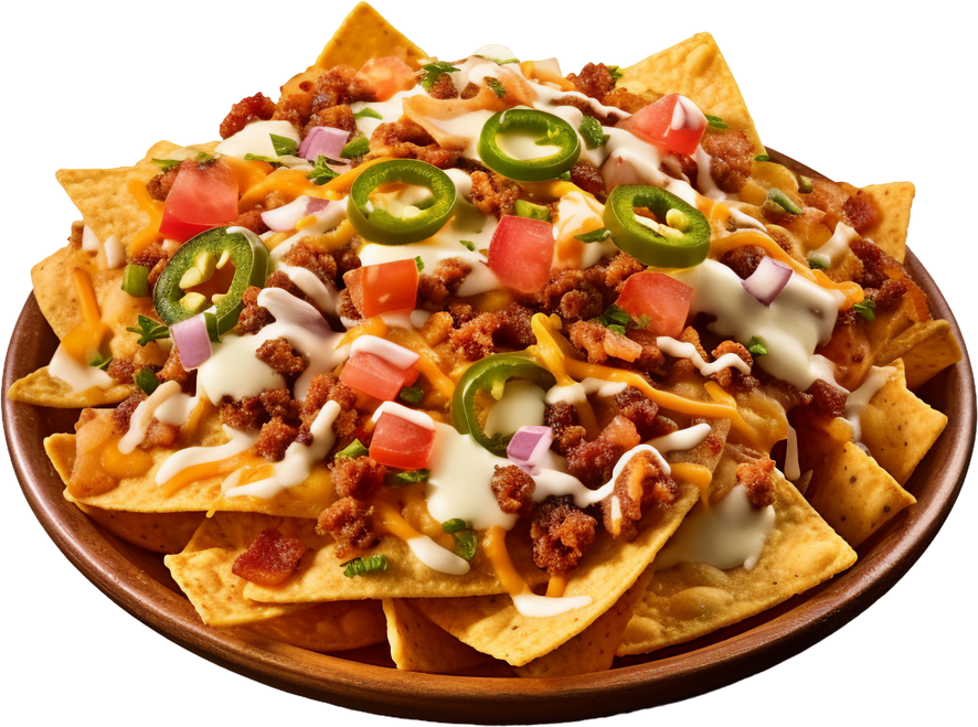 Loaded nachos. transparent background